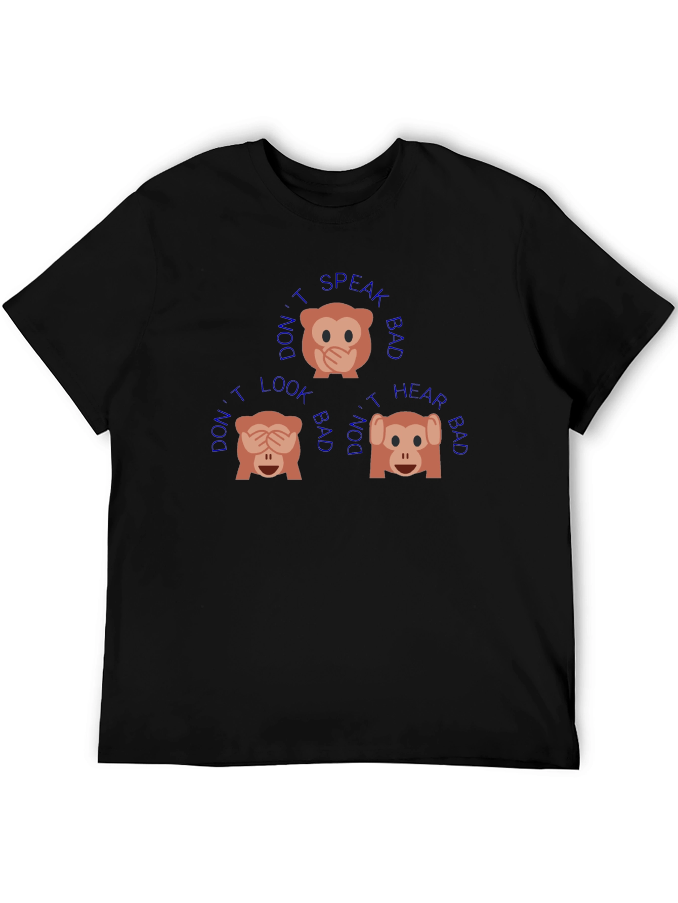 Black T-Shirt with See No Evil Monkey Design