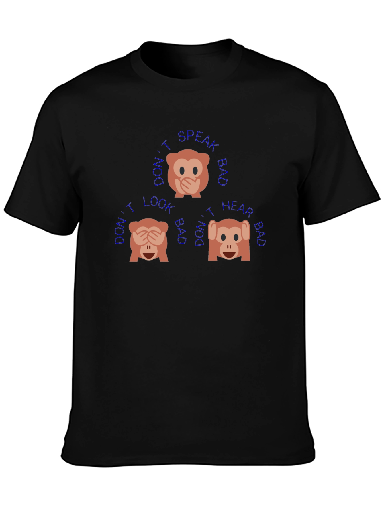 Black T-Shirt with See No Evil Monkey Design