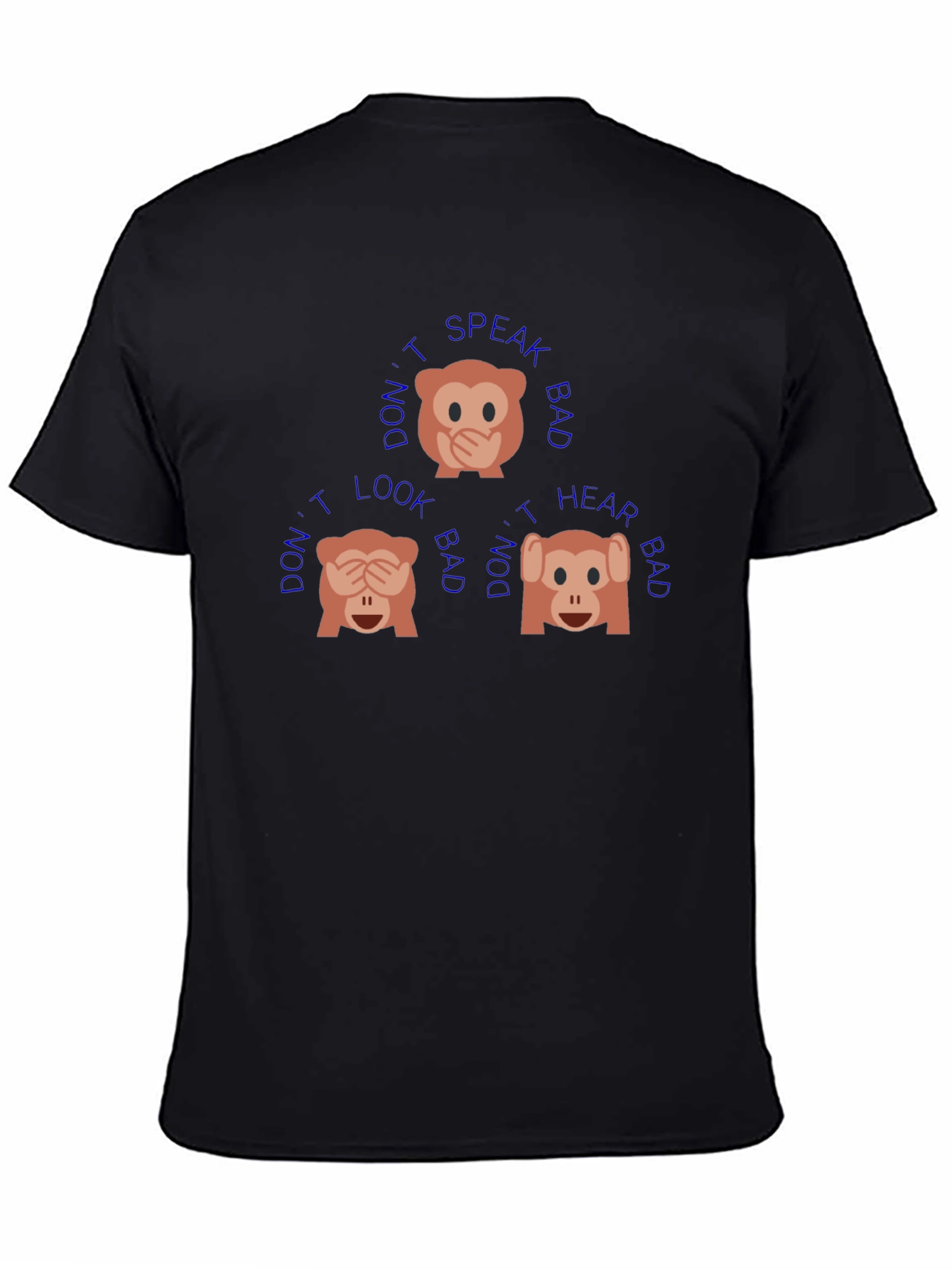 Black T-Shirt with See No Evil Monkey Design