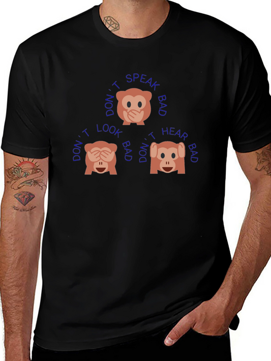 Black T-Shirt with See No Evil Monkey Design