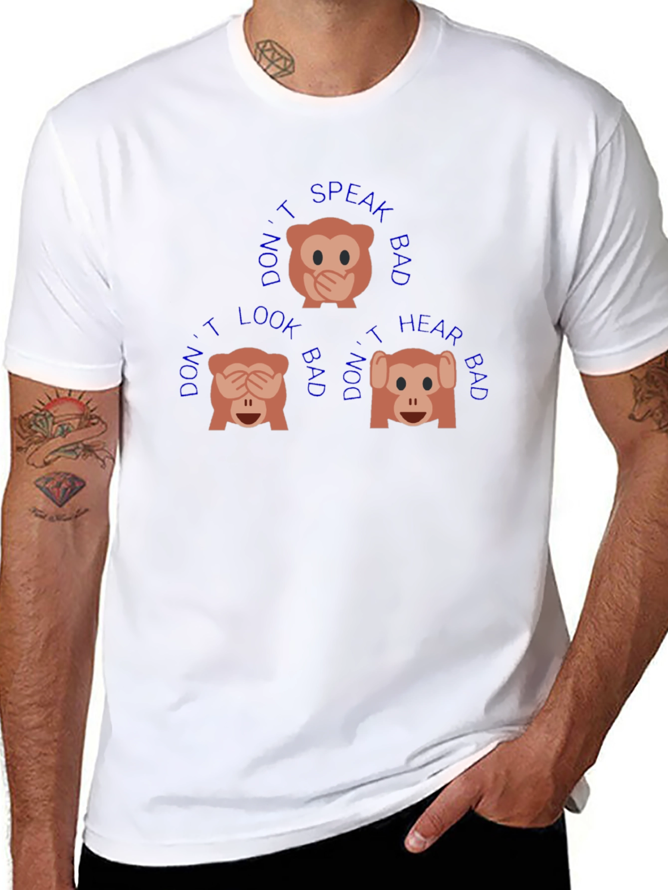 Black T-Shirt with See No Evil Monkey Design