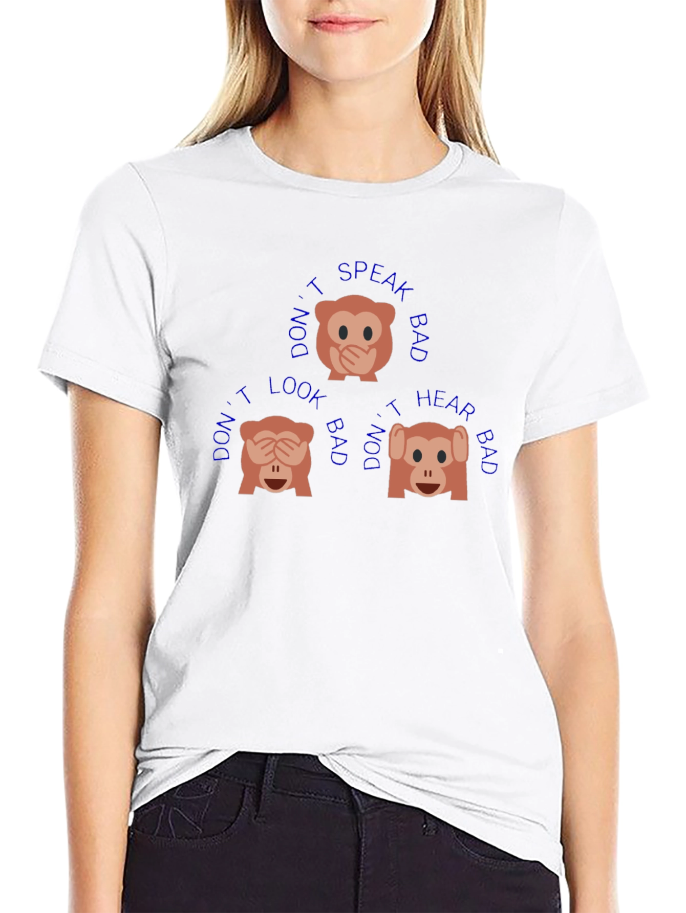 Black T-Shirt with See No Evil Monkey Design