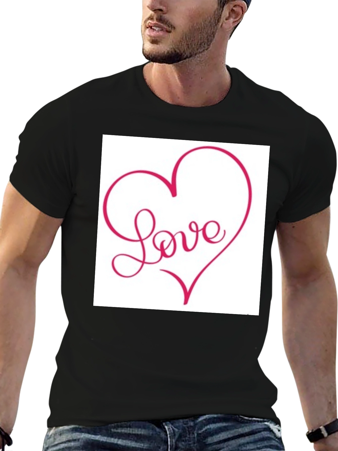 Love Heart Graphic Tee - Stylish Black T-Shirt