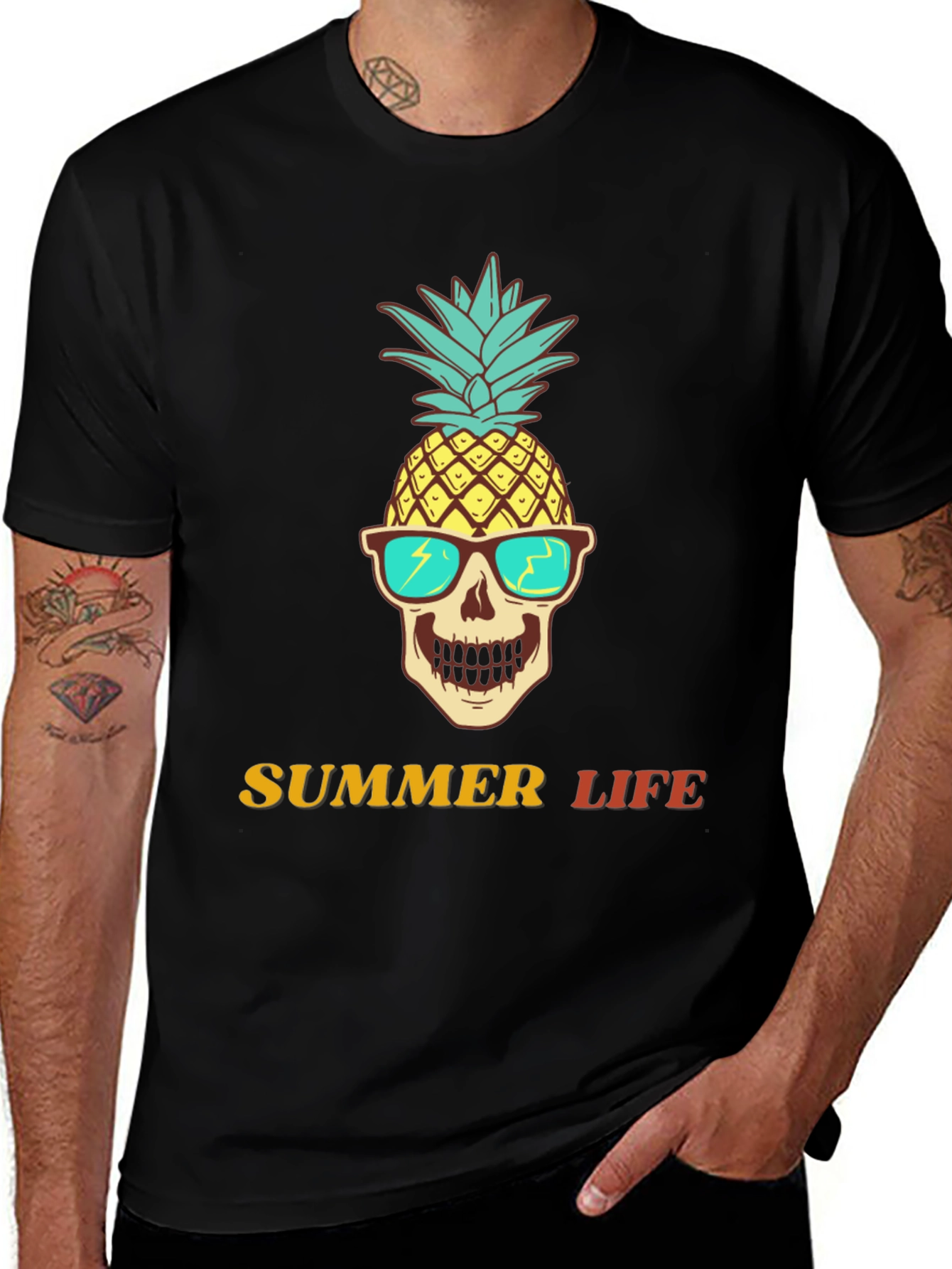 Summer Life Pineapple Skull Graphic Tee