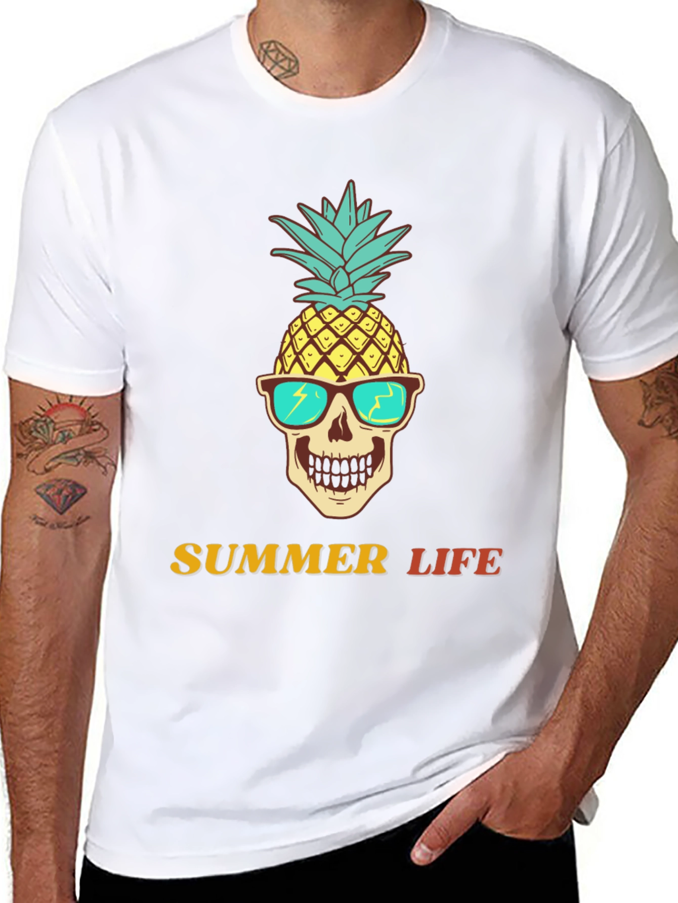Summer Life Pineapple Skull Graphic Tee