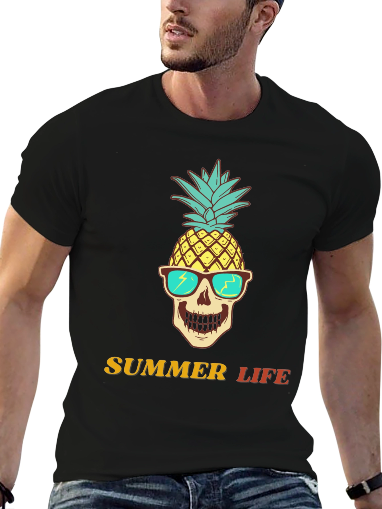 Summer Life Pineapple Skull Graphic Tee
