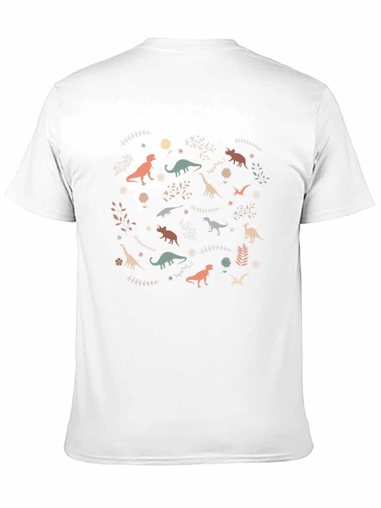 Dinosaur Pattern Black Cotton T-Shirt