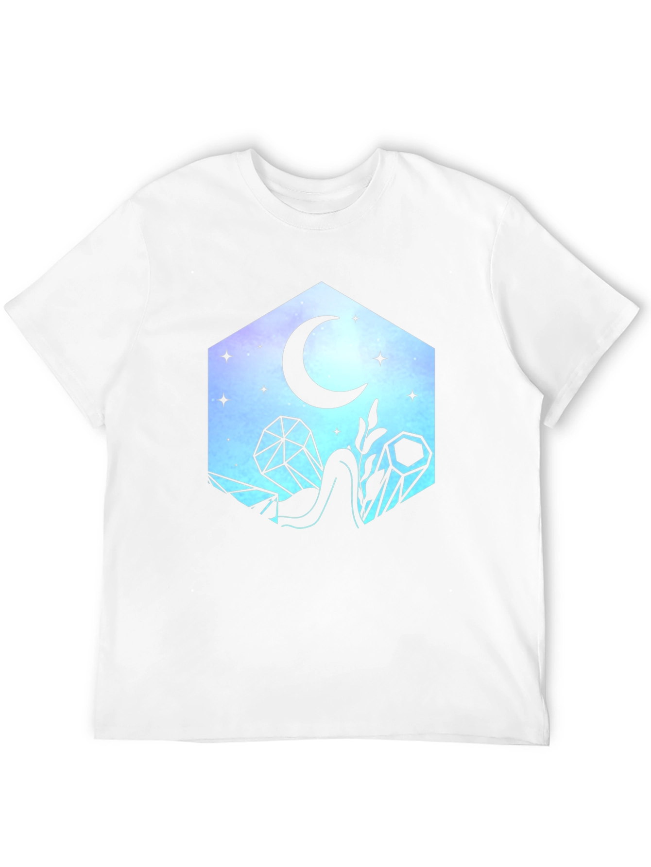 Crystals & Moon Graphic Tee - Stylish Unisex T-Shirt