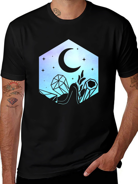 Crystals & Moon Graphic Tee - Stylish Unisex T-Shirt