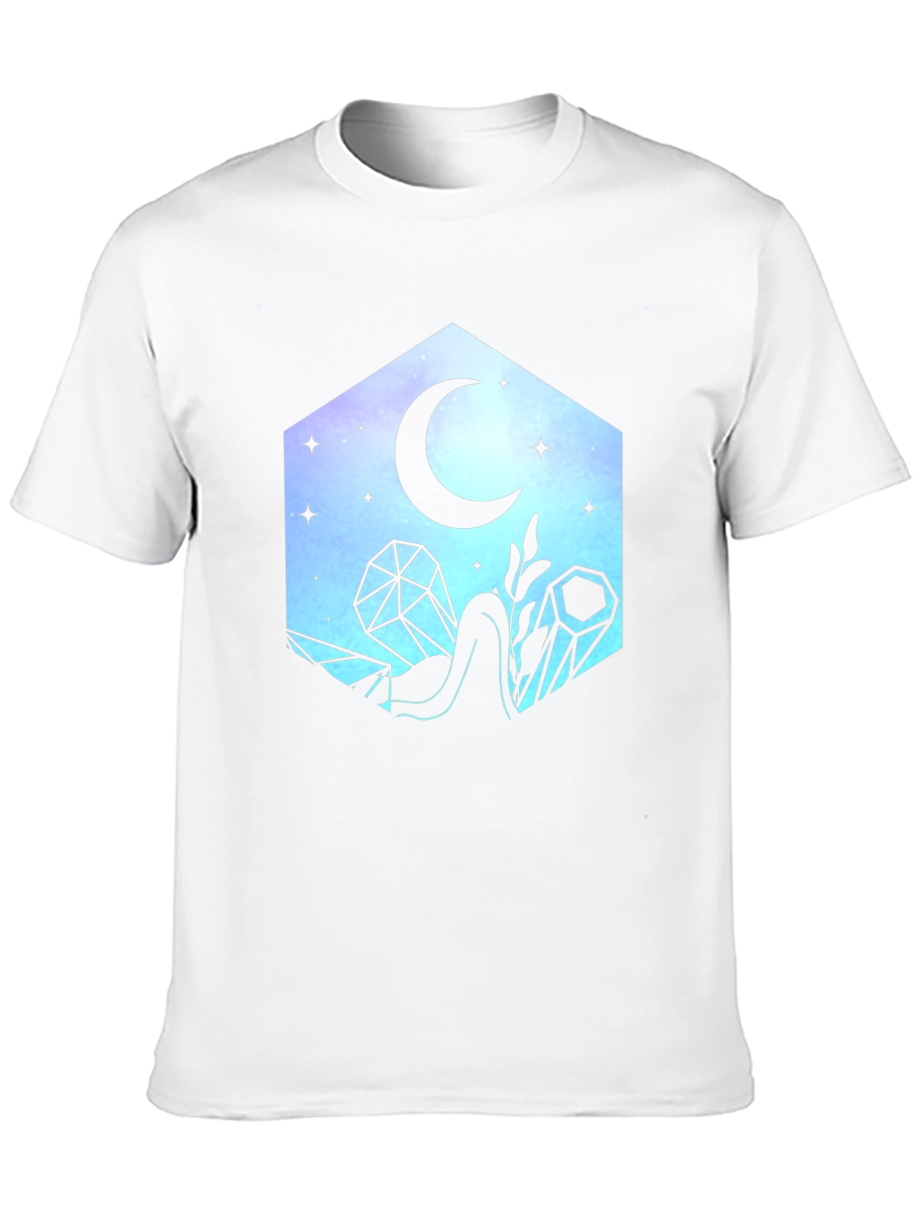 Crystals & Moon Graphic Tee - Stylish Unisex T-Shirt