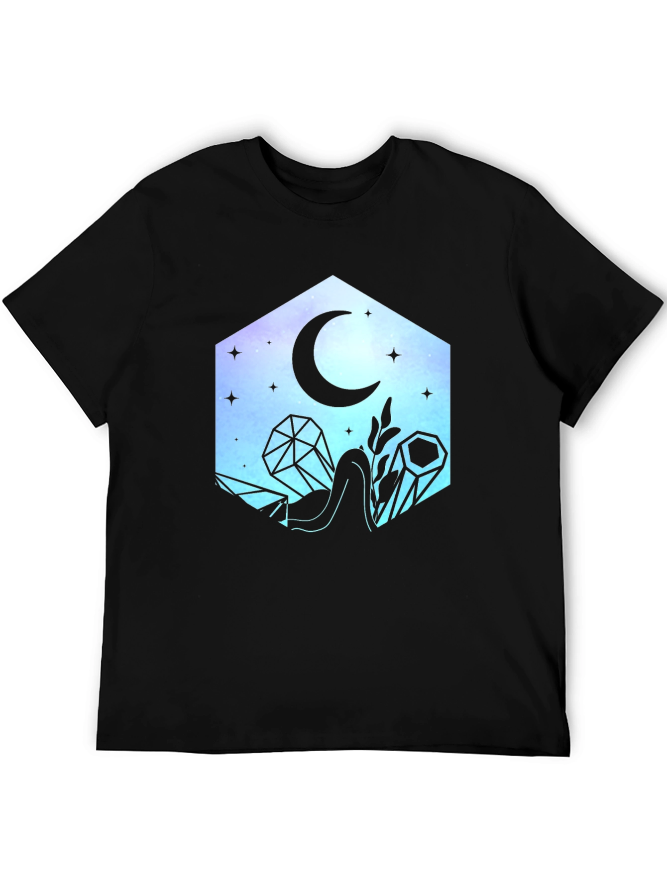Crystals & Moon Graphic Tee - Stylish Unisex T-Shirt