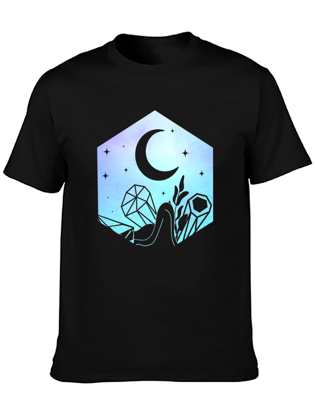 Crystals & Moon Graphic Tee - Stylish Unisex T-Shirt