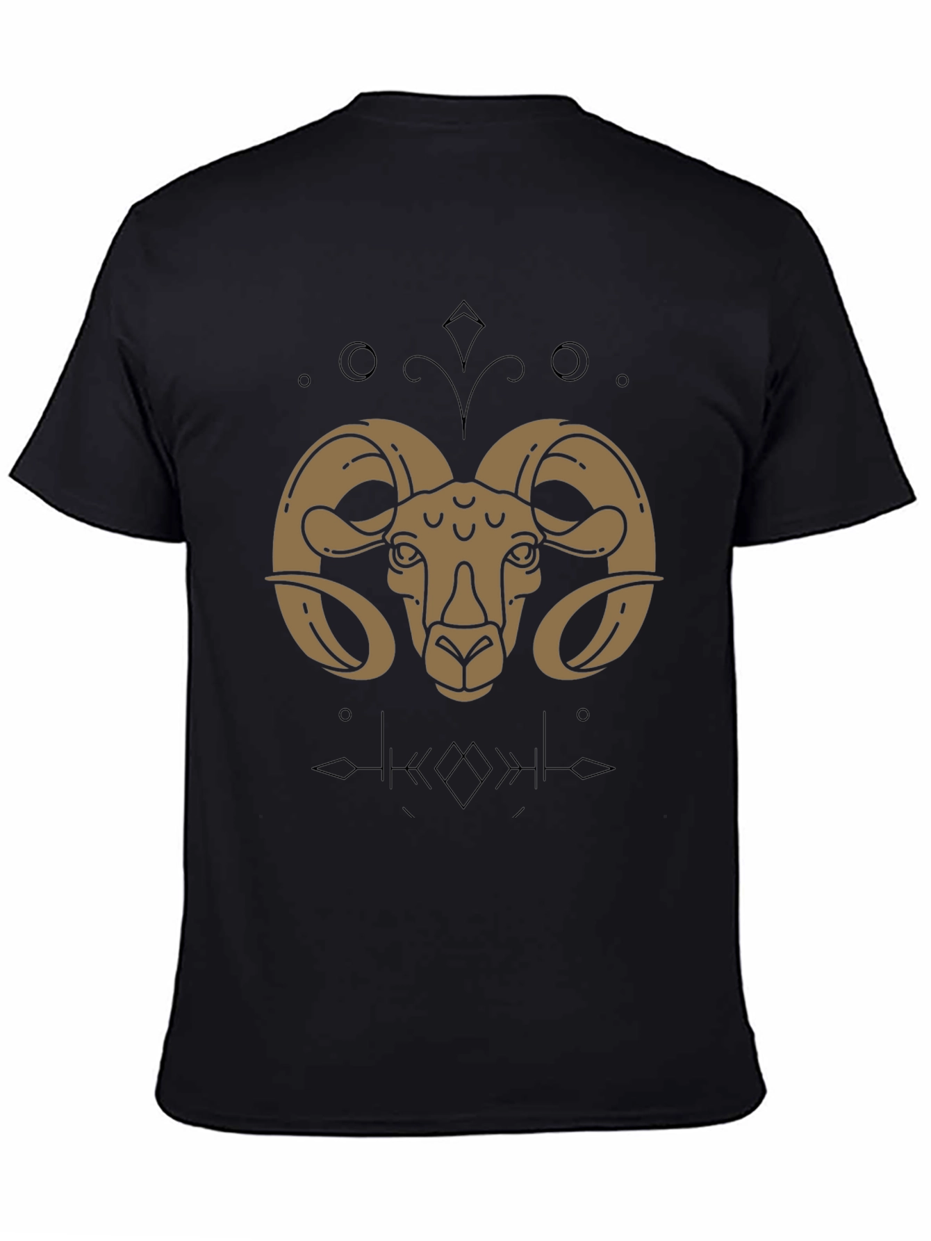 Ram Graphic T-Shirt - Black Cotton Zodiac Tee