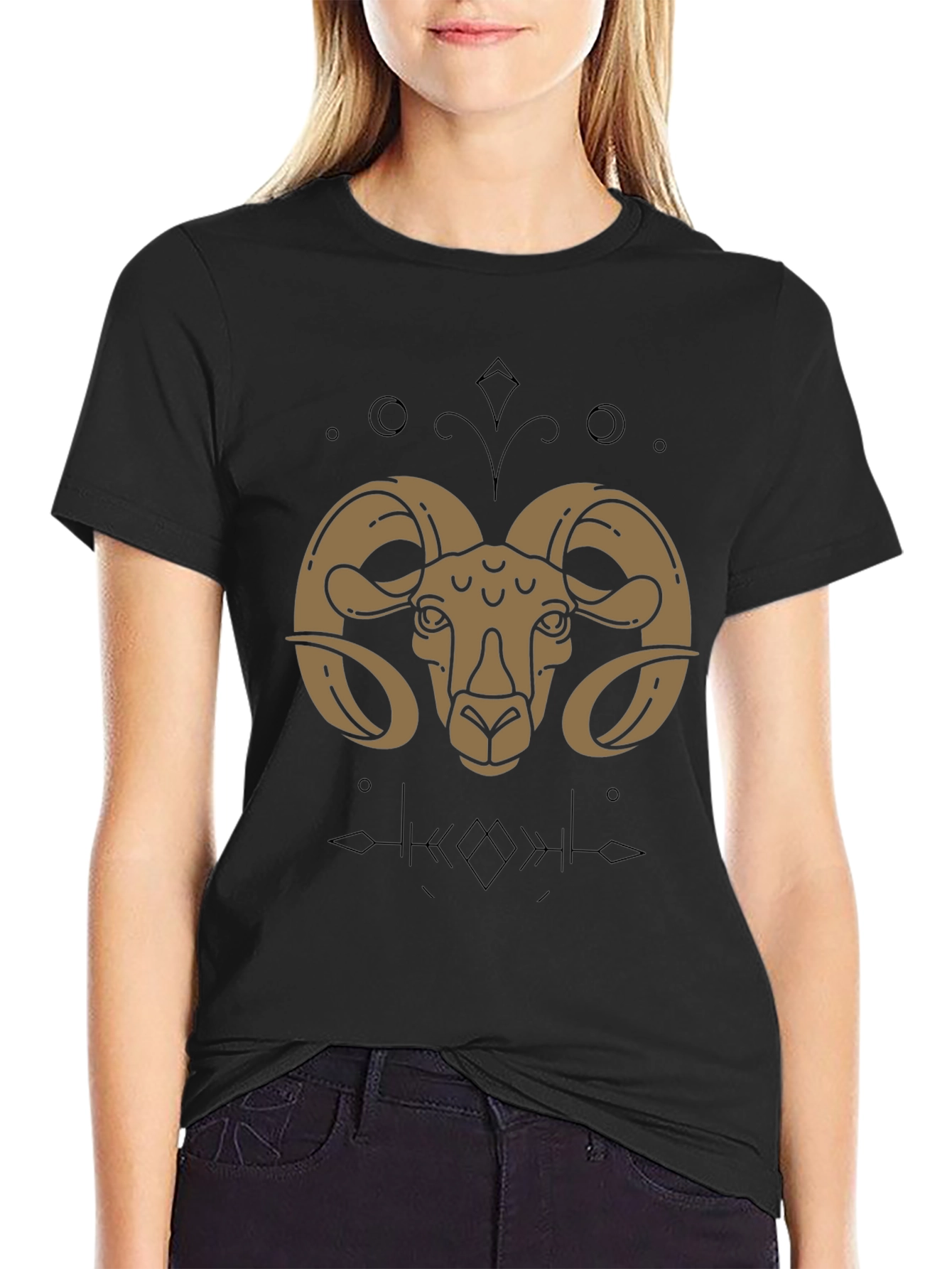 Ram Graphic T-Shirt - Black Cotton Zodiac Tee