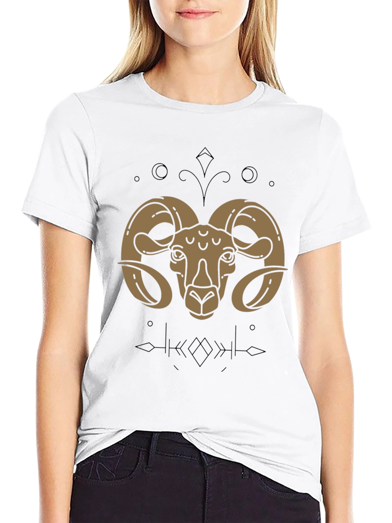 Ram Graphic T-Shirt - Black Cotton Zodiac Tee