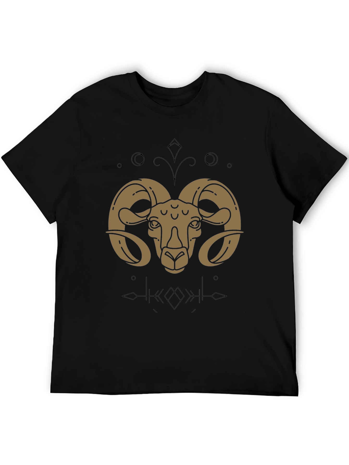 Ram Graphic T-Shirt - Black Cotton Zodiac Tee