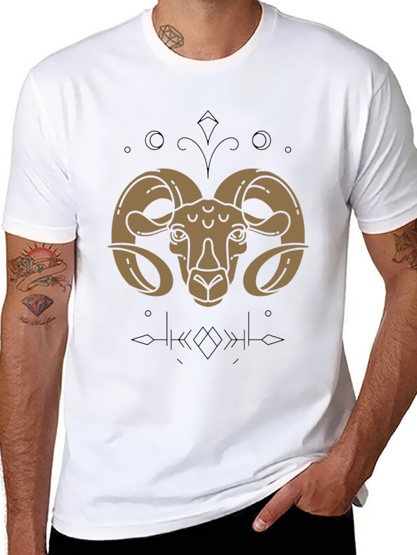 Ram Graphic T-Shirt - Black Cotton Zodiac Tee