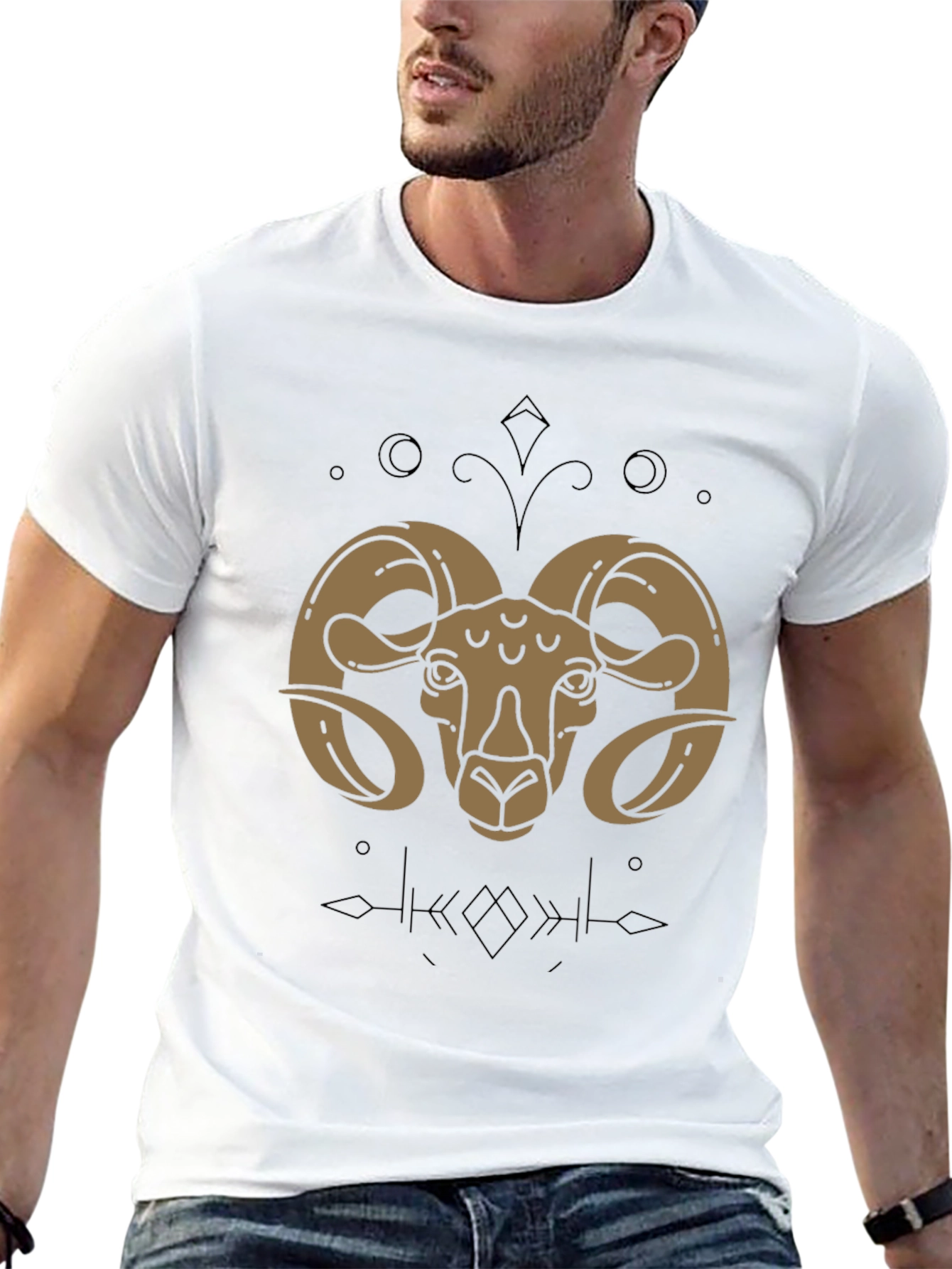Ram Graphic T-Shirt - Black Cotton Zodiac Tee