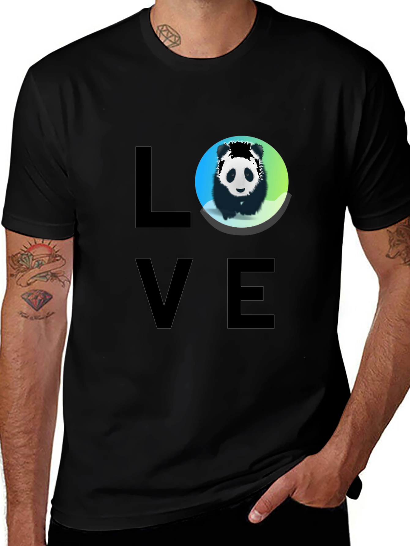 Love Panda Graphic Tee - Black