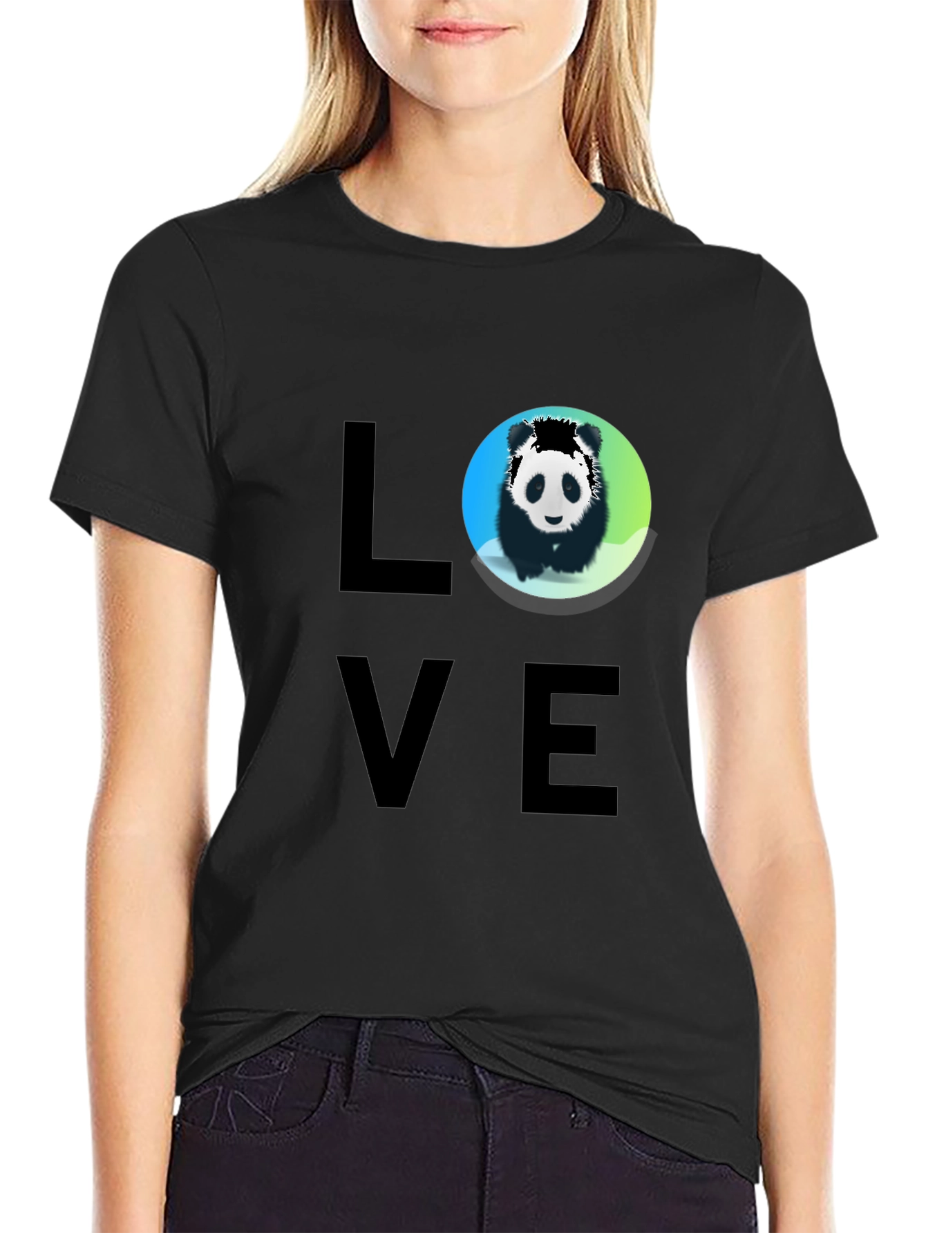 Love Panda Graphic Tee - Black