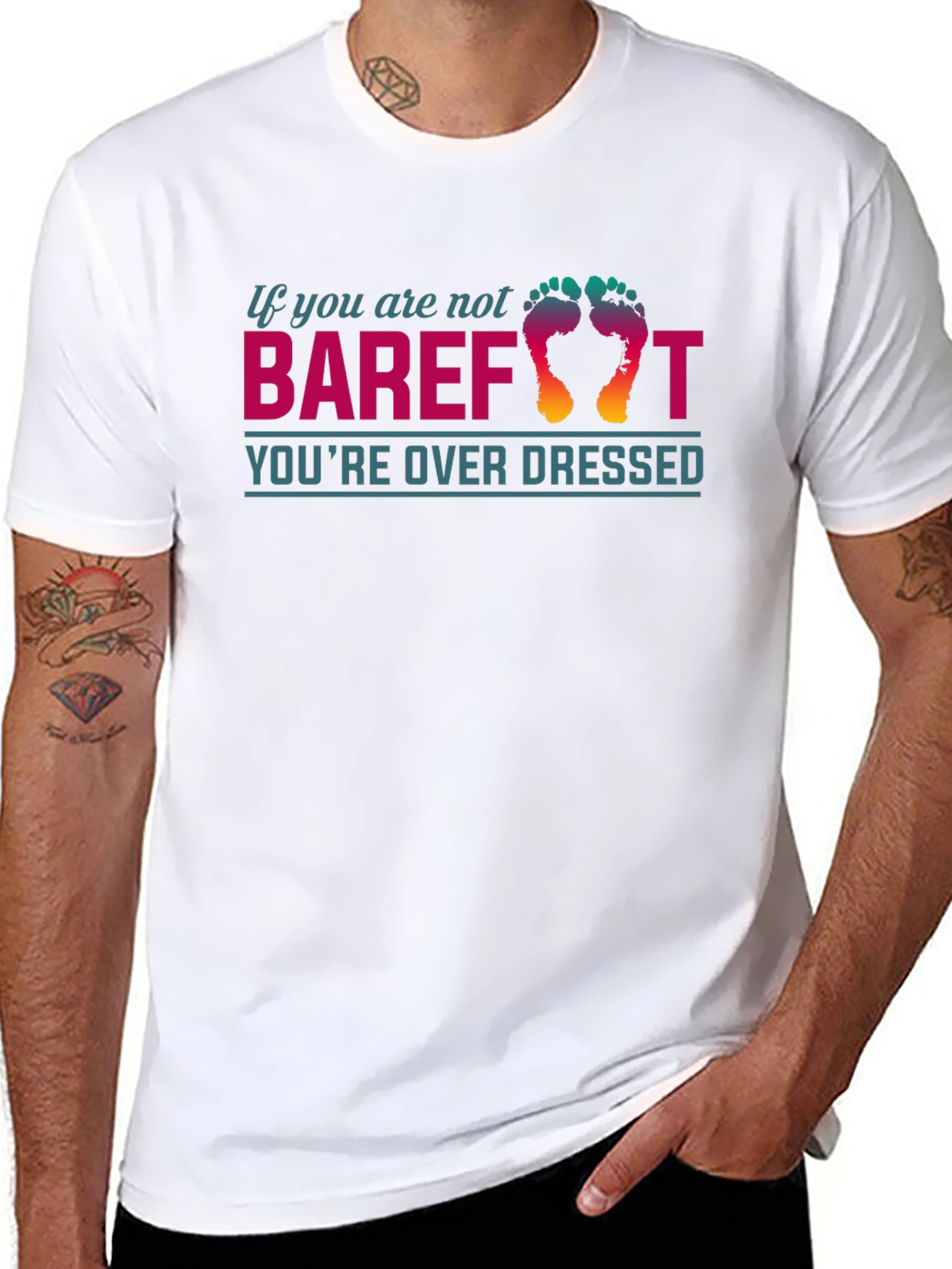Barefoot Overdressed Graphic T-Shirt Casual Tee