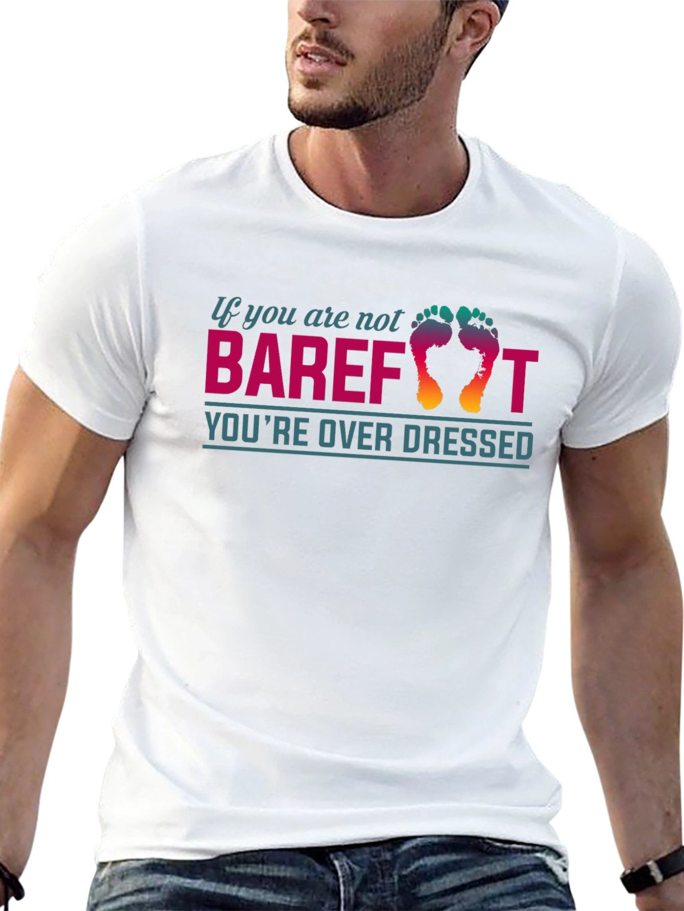 Barefoot Overdressed Graphic T-Shirt Casual Tee