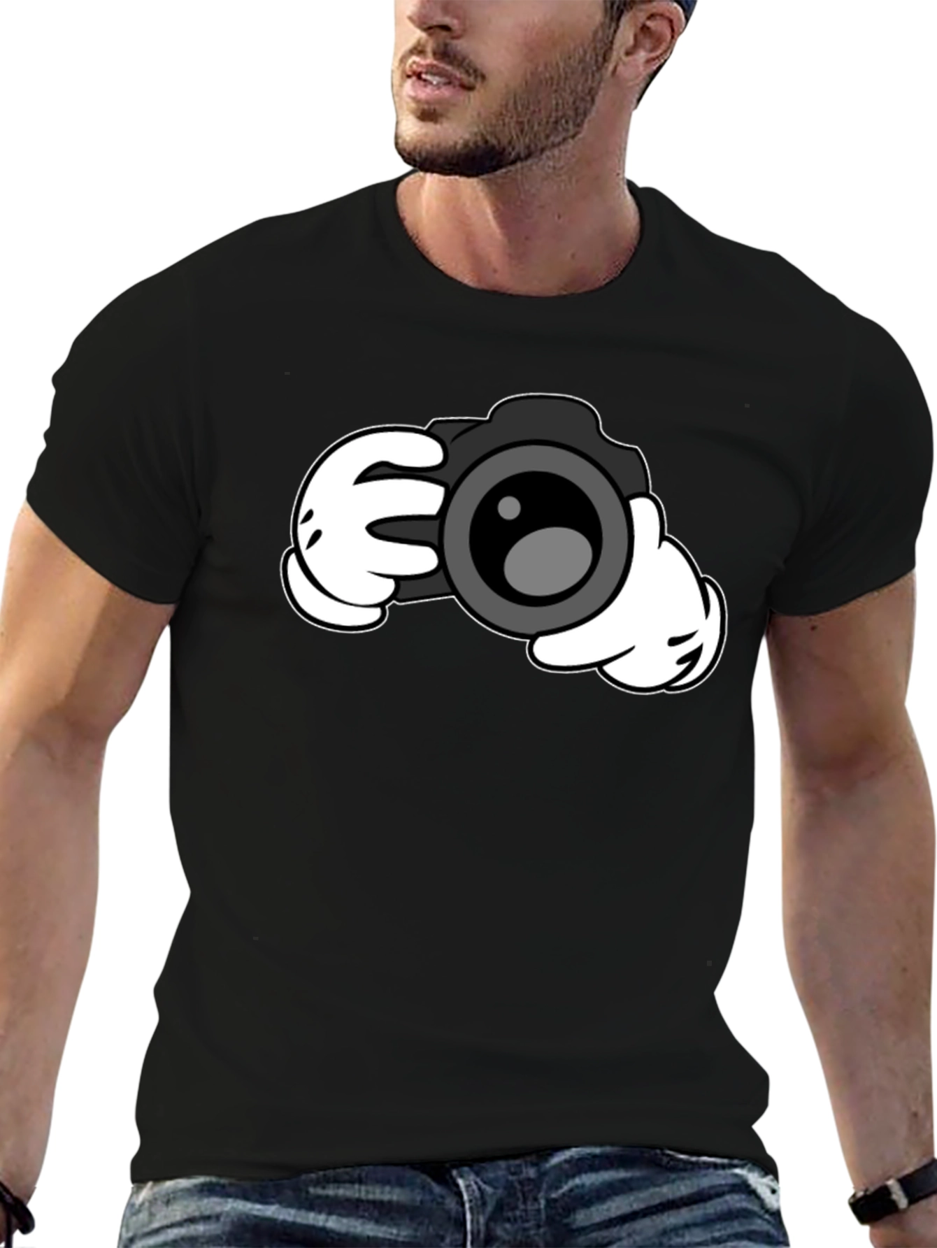 Cartoon Camera Hands Graphic T-Shirt