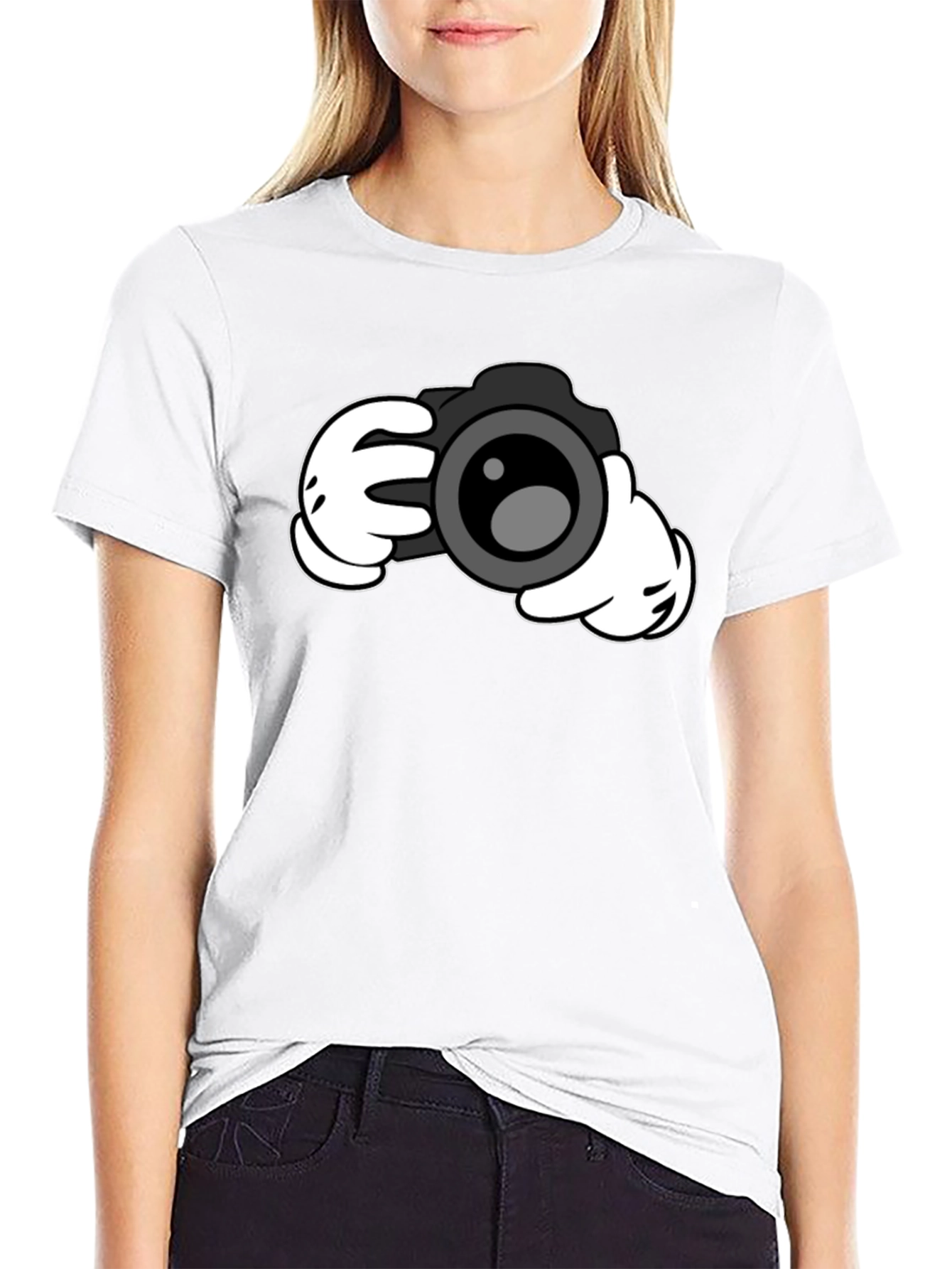Cartoon Camera Hands Graphic T-Shirt