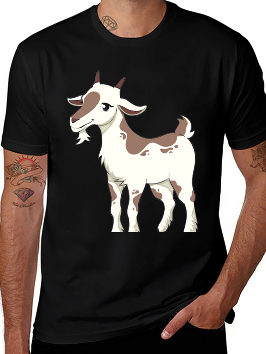 Goat Cartoon Graphic Black T-Shirt