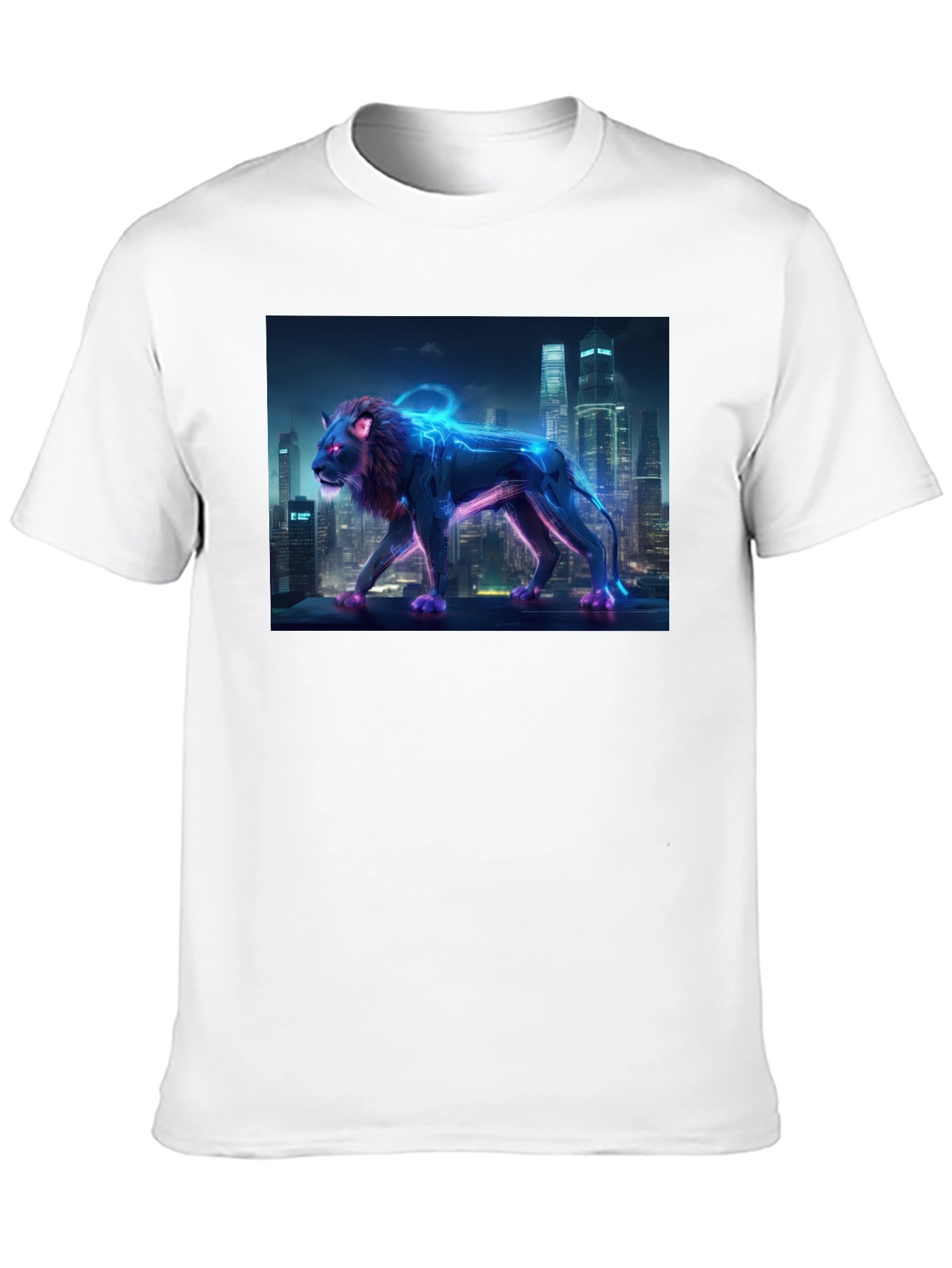 Cyberpunk Lion Graphic Tee - Urban Style