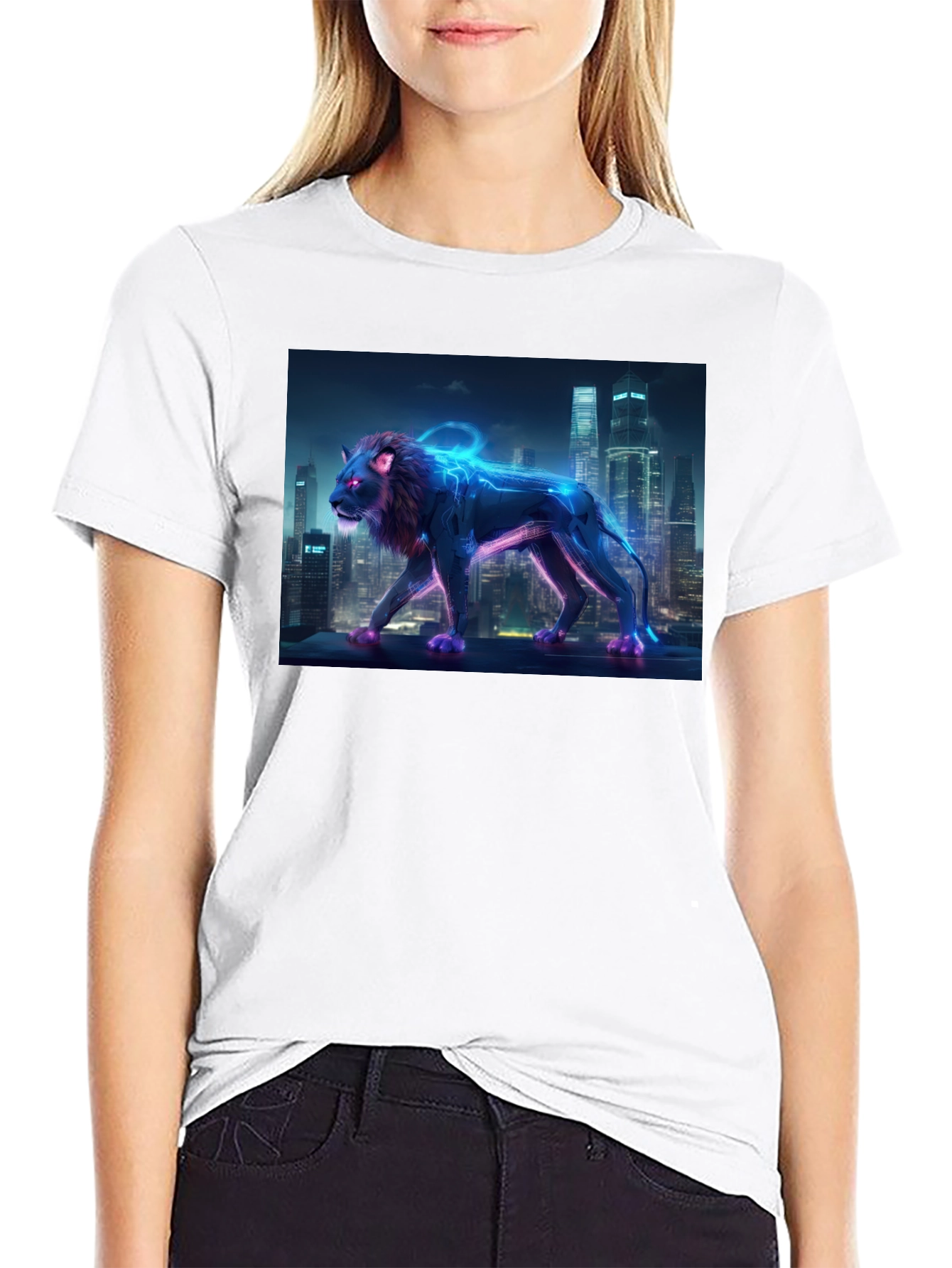 Cyberpunk Lion Graphic Tee - Urban Style