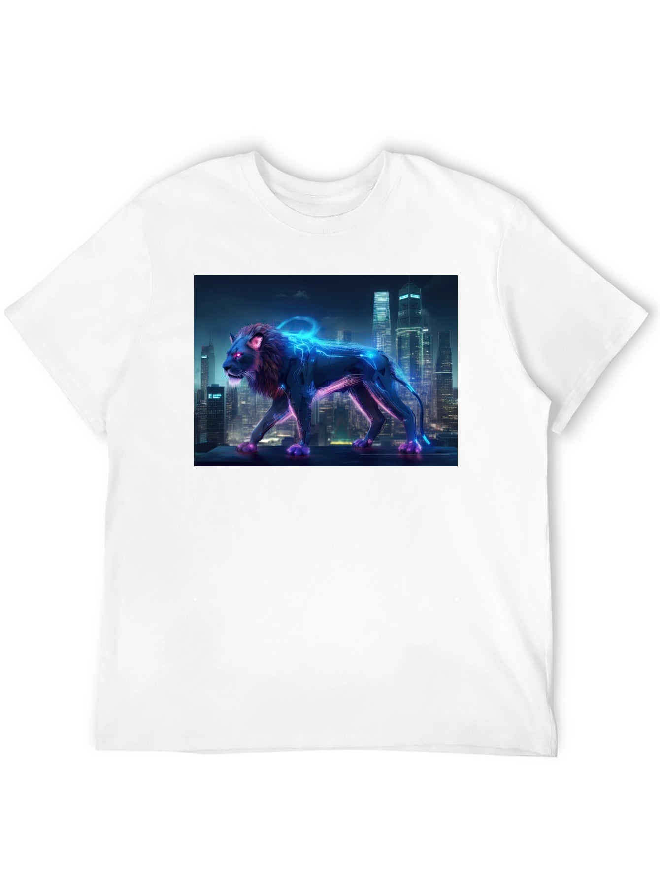 Cyberpunk Lion Graphic Tee - Urban Style
