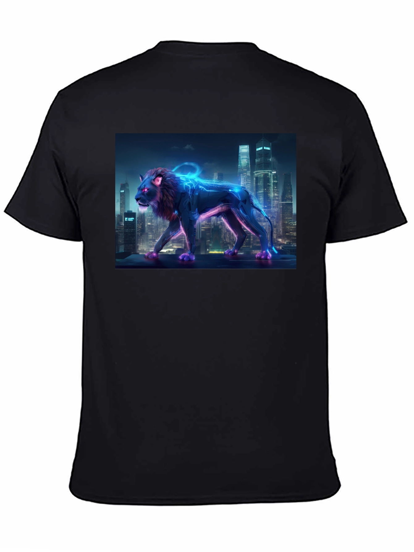 Cyberpunk Lion Graphic Tee - Urban Style