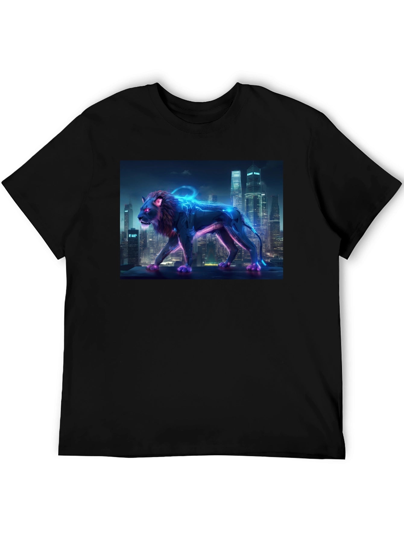 Cyberpunk Lion Graphic Tee - Urban Style