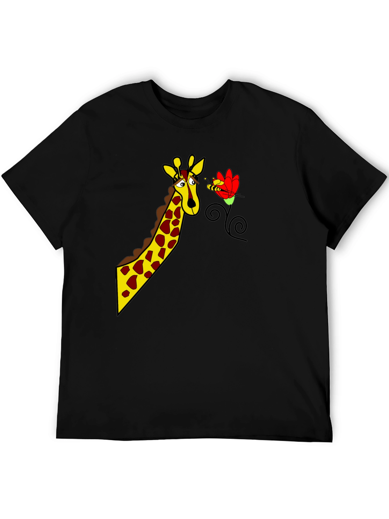 Giraffe & Bee Graphic Tee - Black