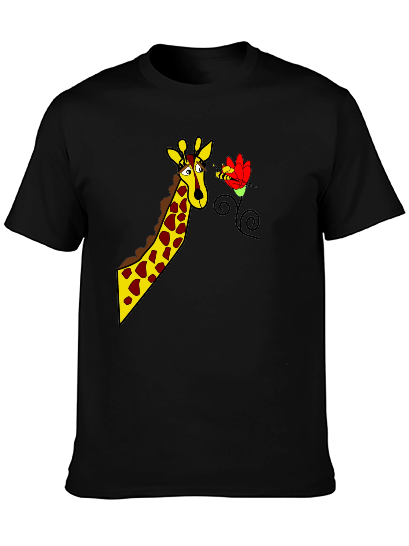 Giraffe & Bee Graphic Tee - Black
