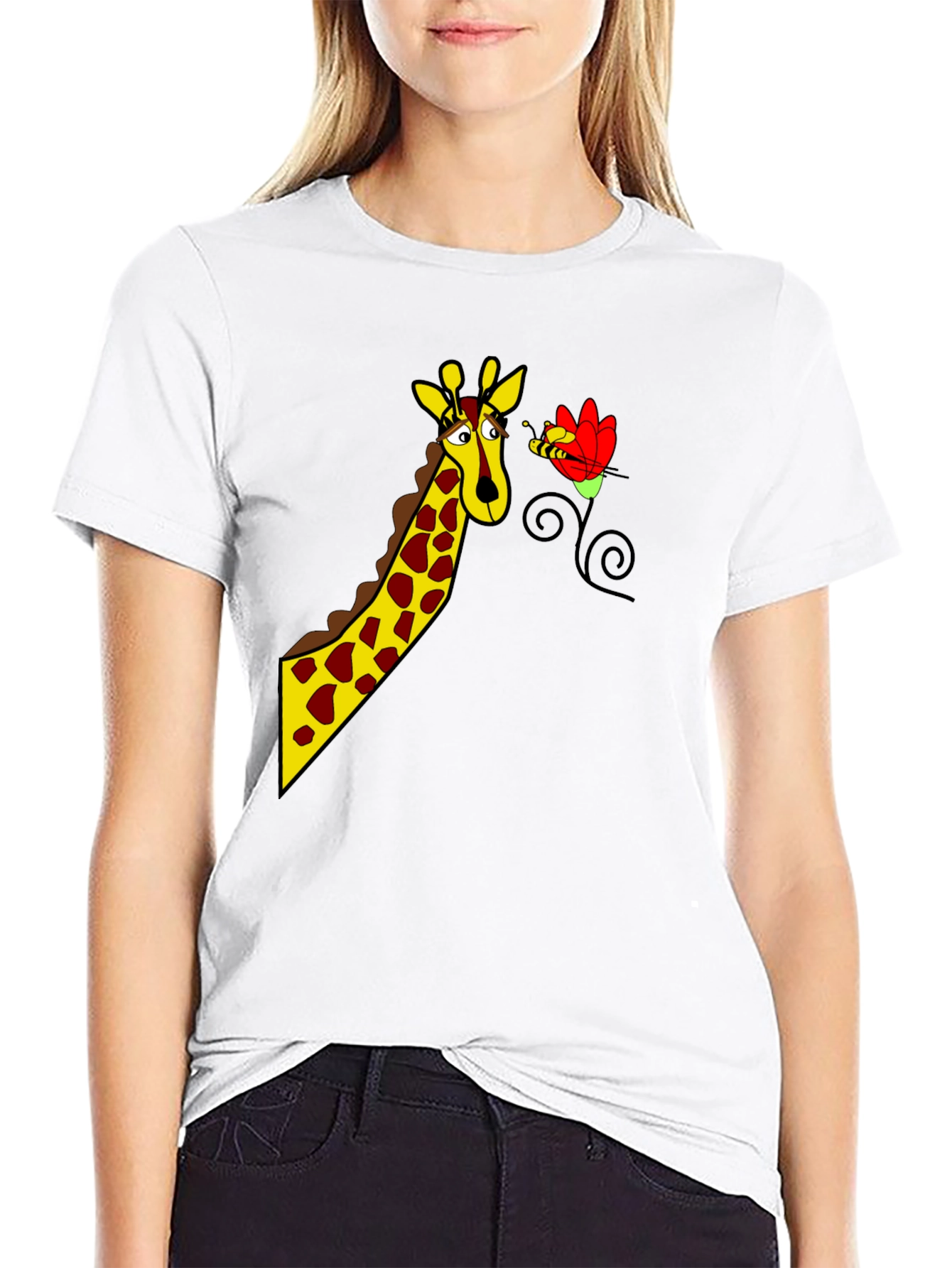 Giraffe & Bee Graphic Tee - Black