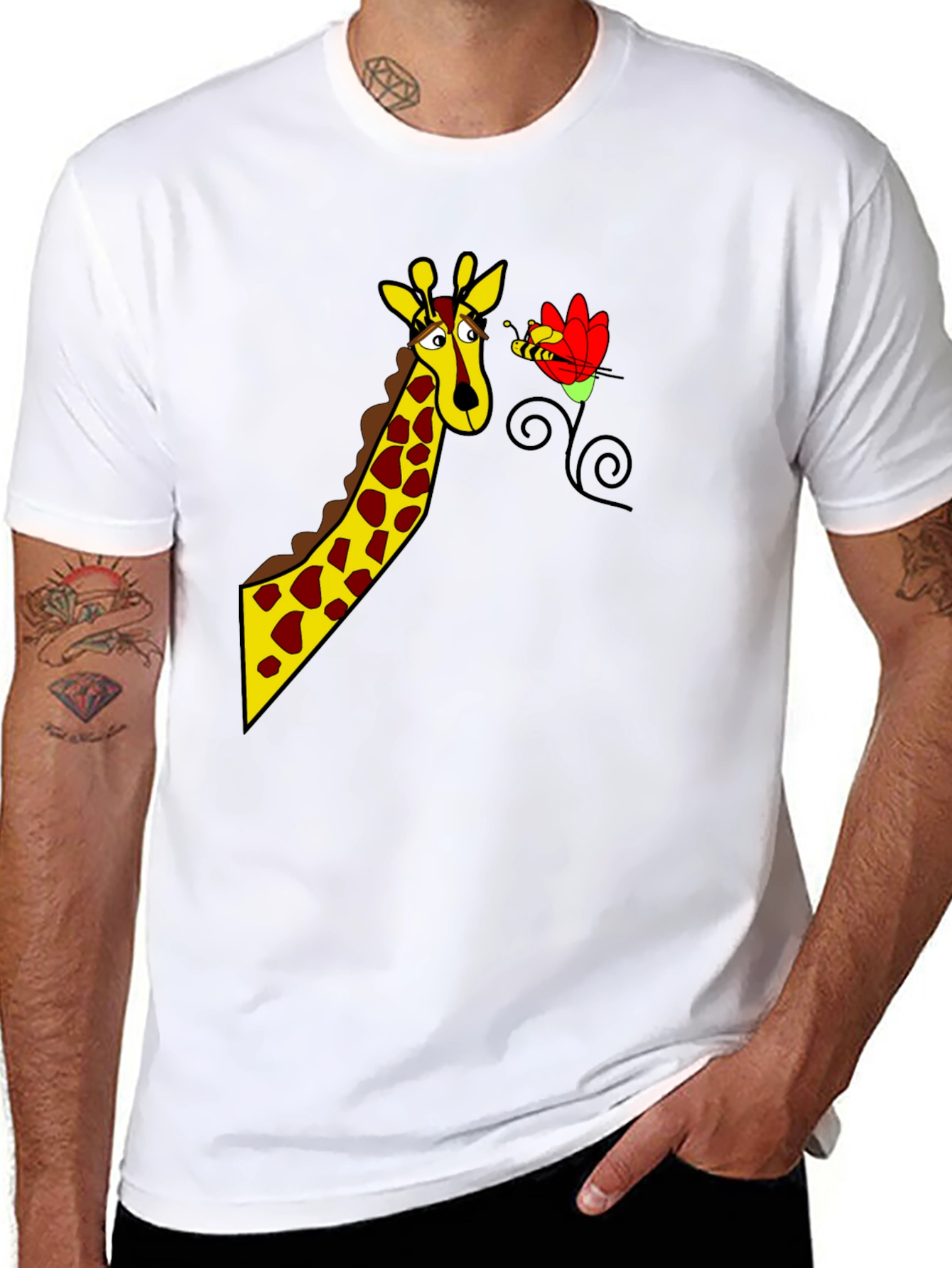 Giraffe & Bee Graphic Tee - Black