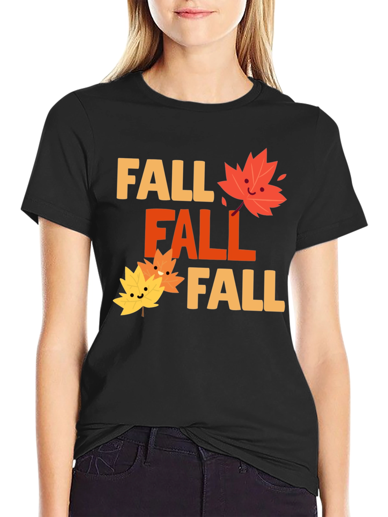 Festive Fall Graphic Tee - Black Cotton Blend Shirt