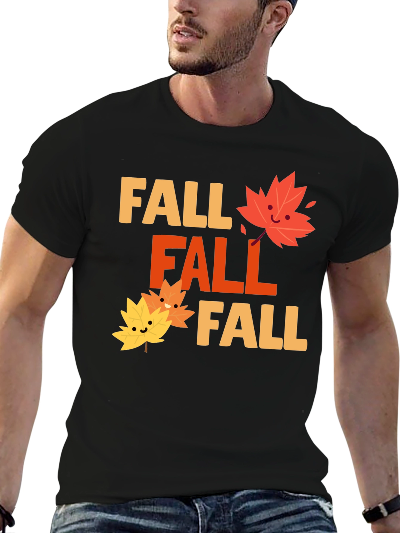 Festive Fall Graphic Tee - Black Cotton Blend Shirt