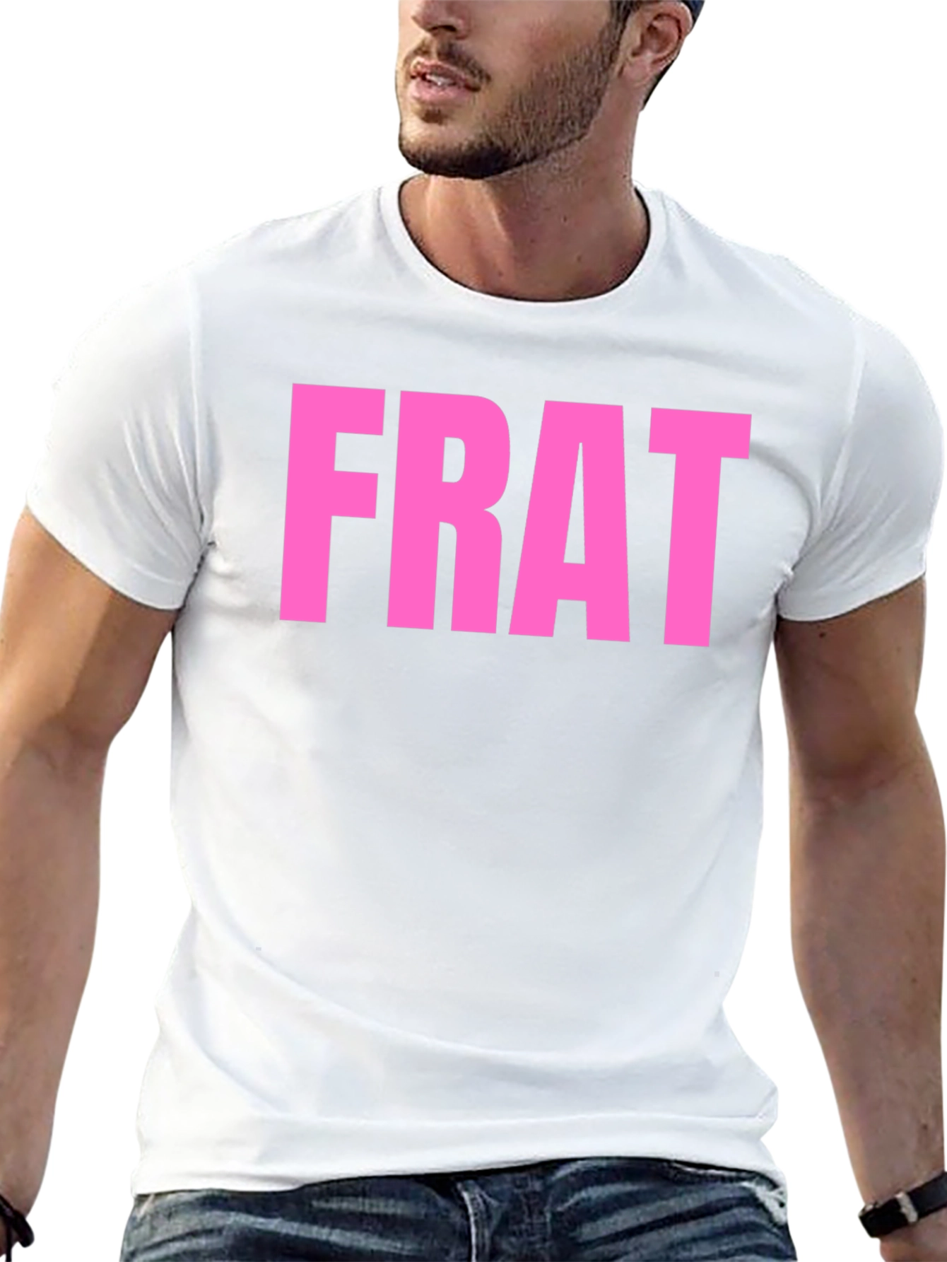 FRAT Graphic Tee - Bold Pink Lettering on Black
