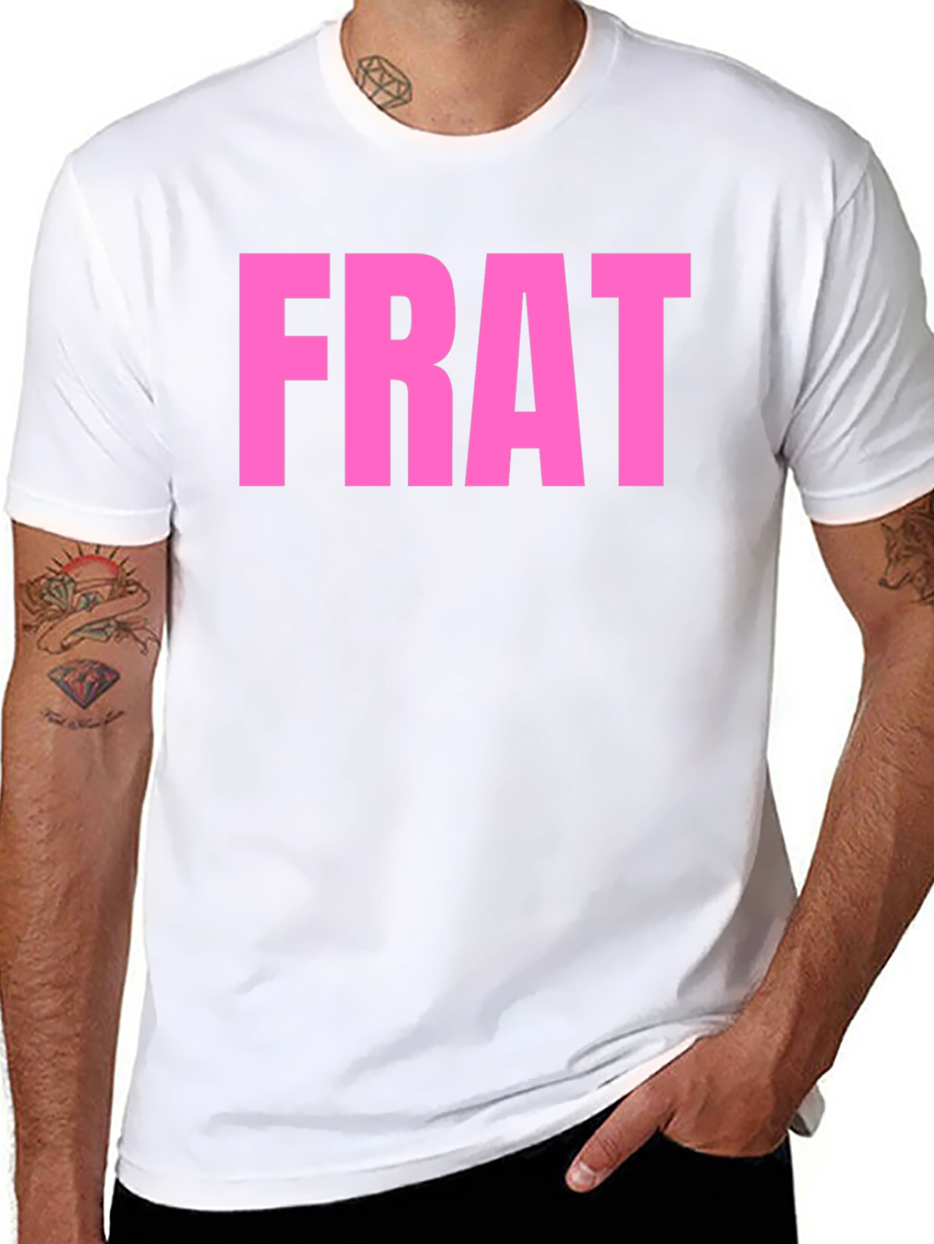 FRAT Graphic Tee - Bold Pink Lettering on Black