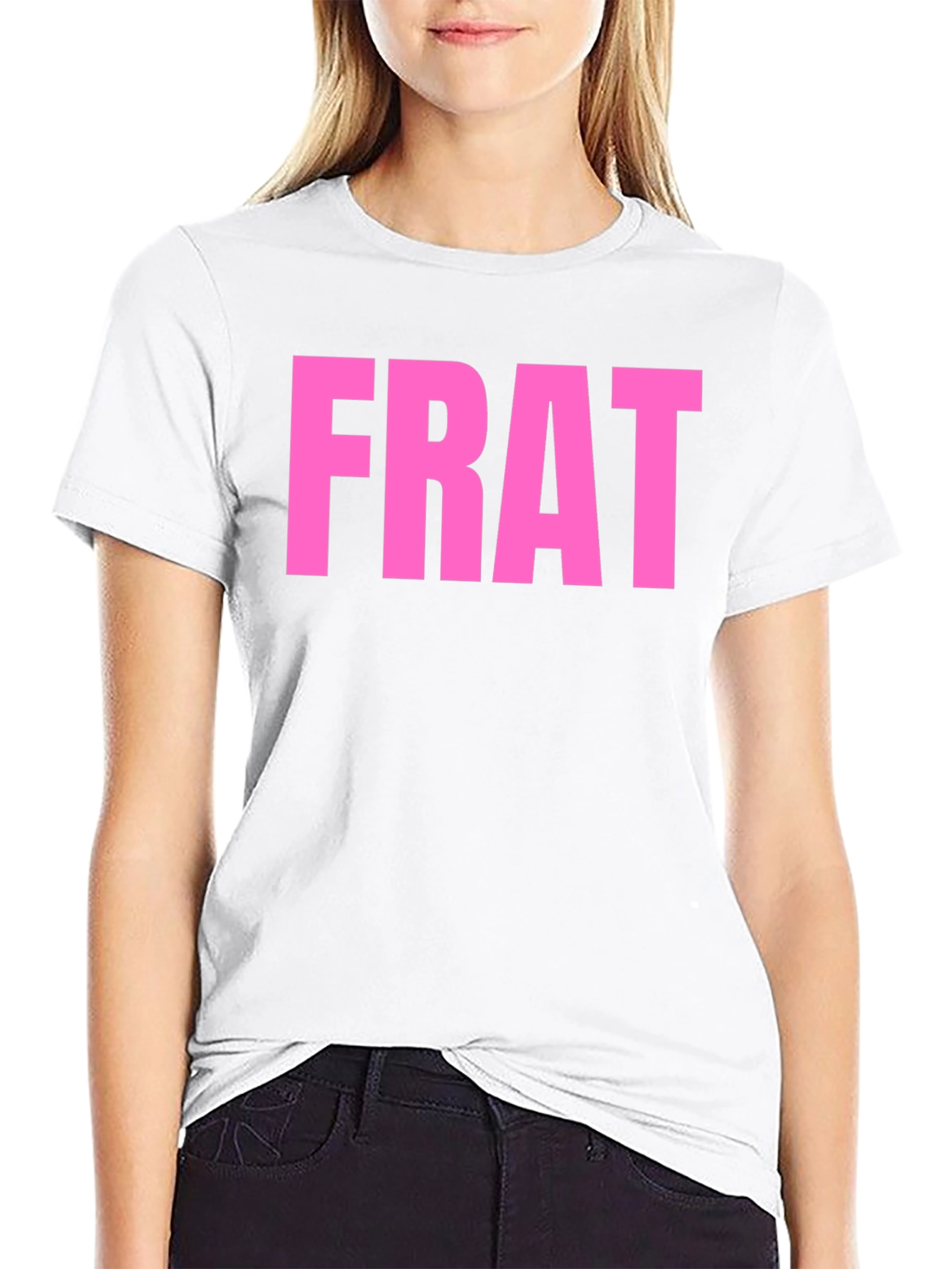 FRAT Graphic Tee - Bold Pink Lettering on Black