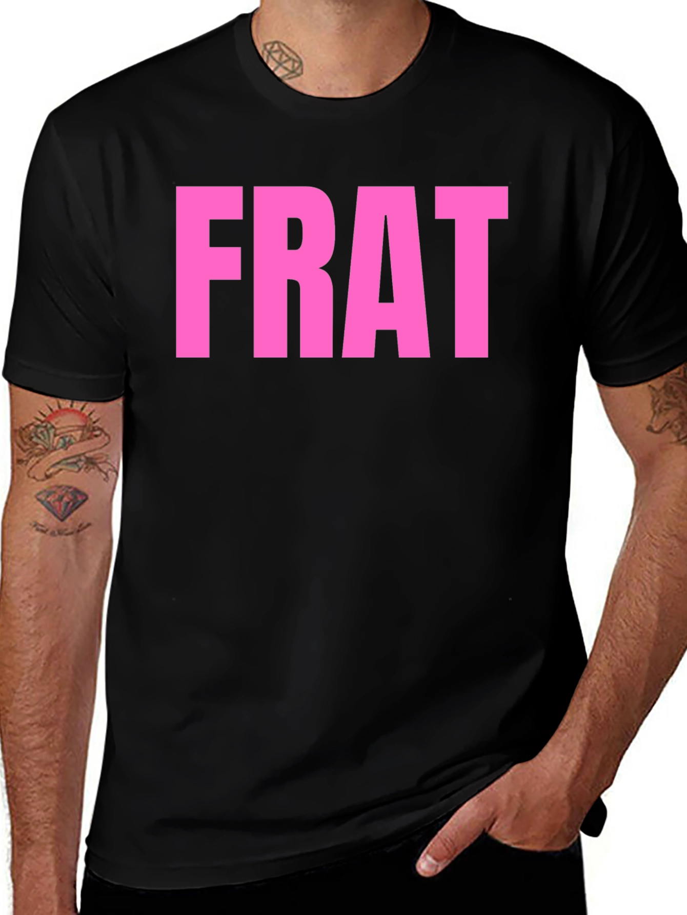 FRAT Graphic Tee - Bold Pink Lettering on Black