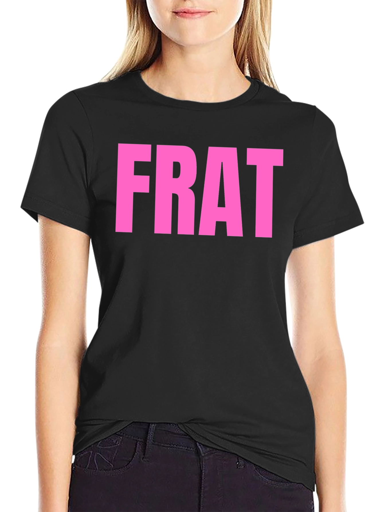 FRAT Graphic Tee - Bold Pink Lettering on Black