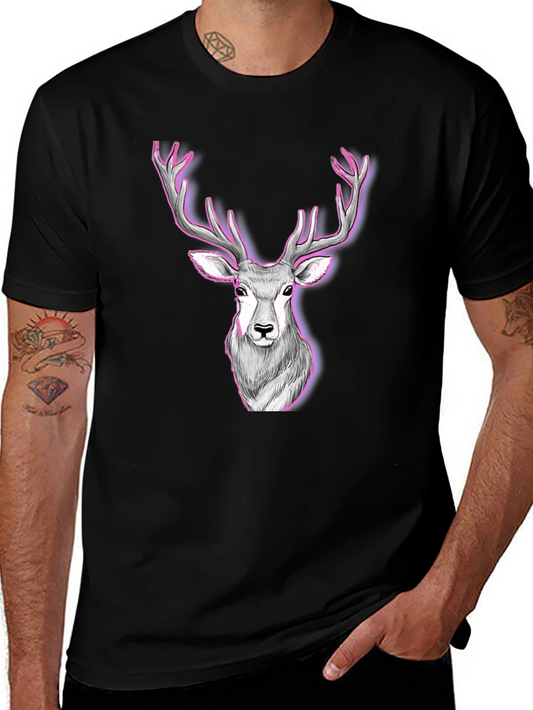 Deer Graphic Print Tee - Black
