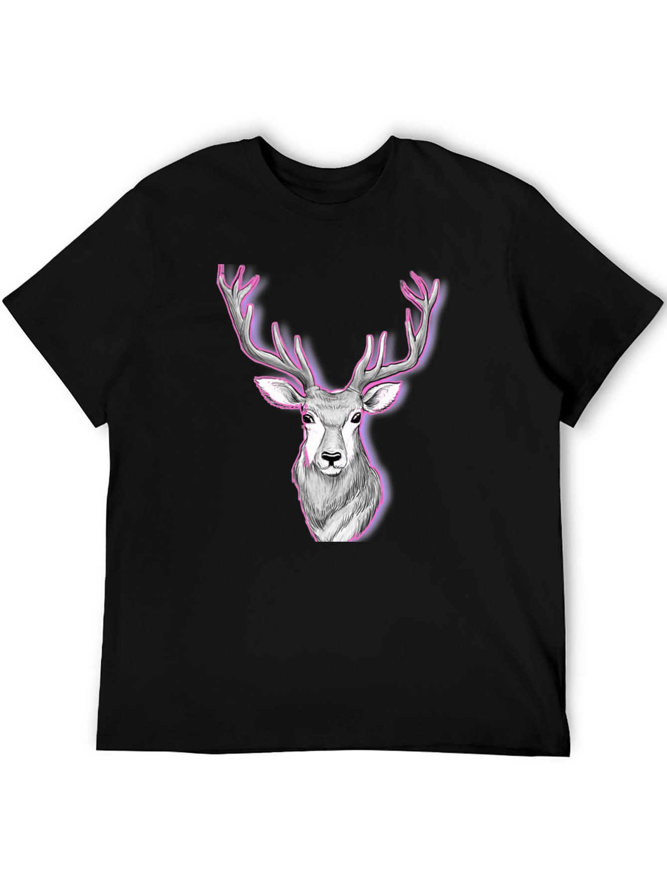 Deer Graphic Print Tee - Black