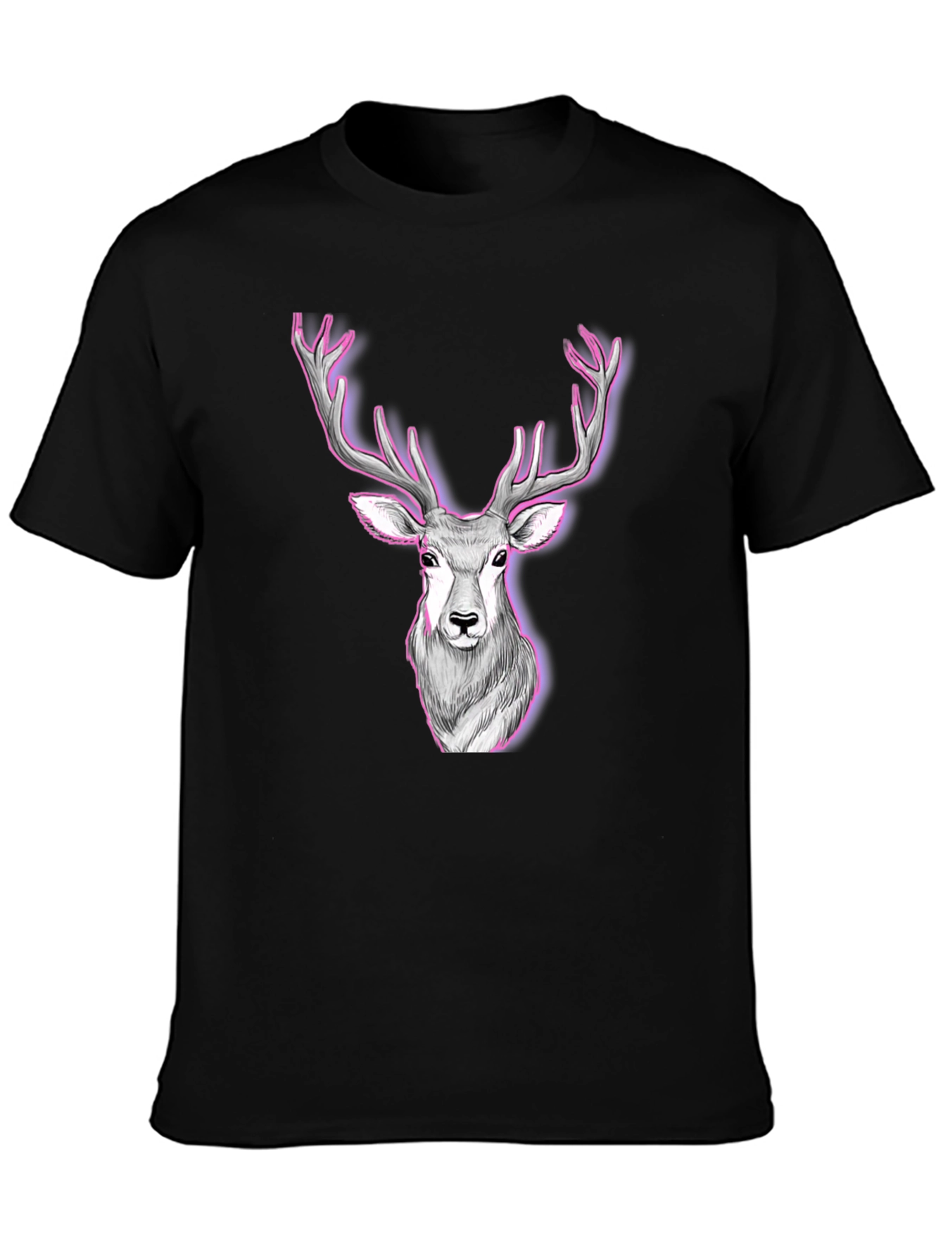 Deer Graphic Print Tee - Black