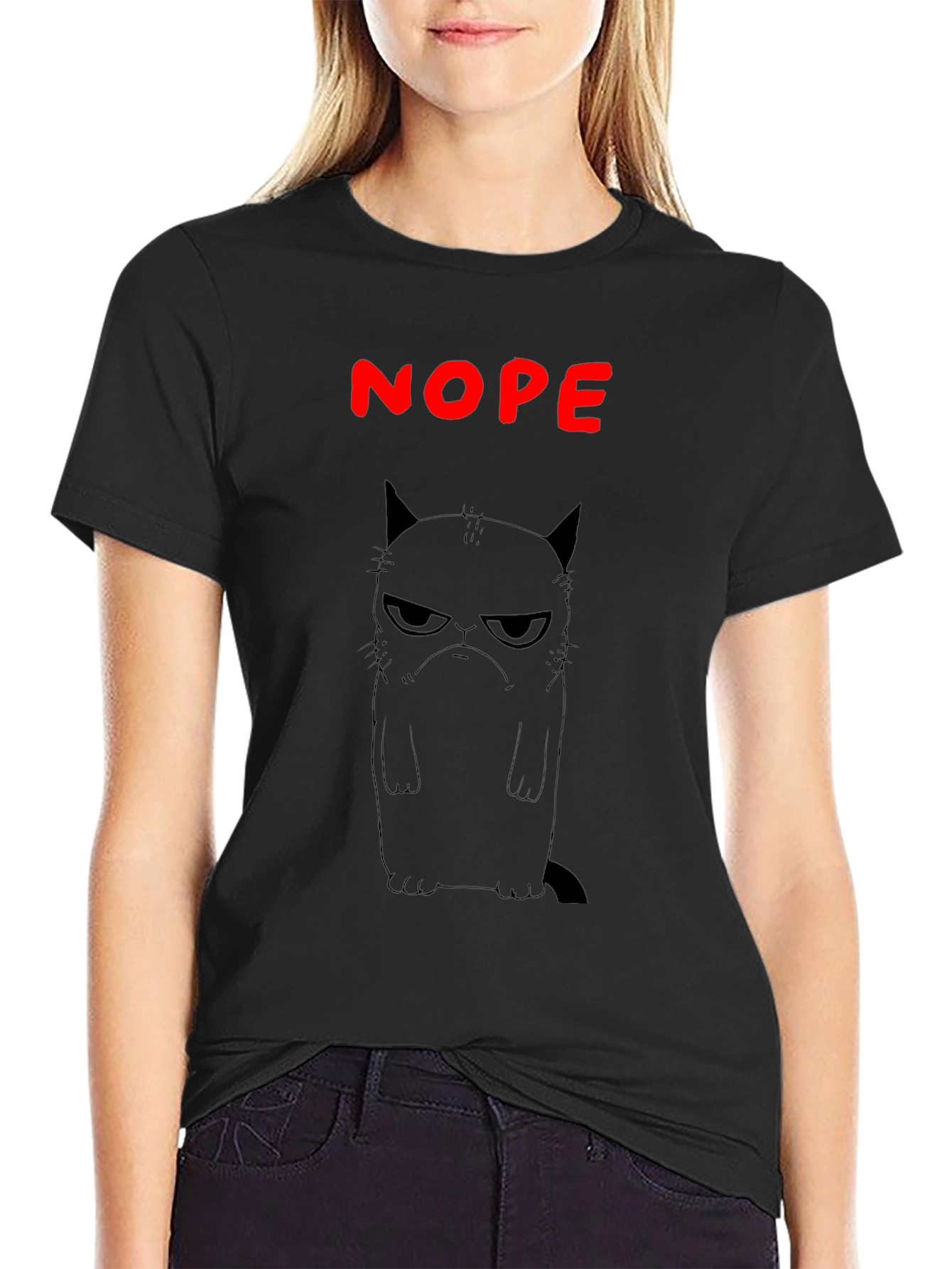 Grumpy Cat Nope Black T-Shirt