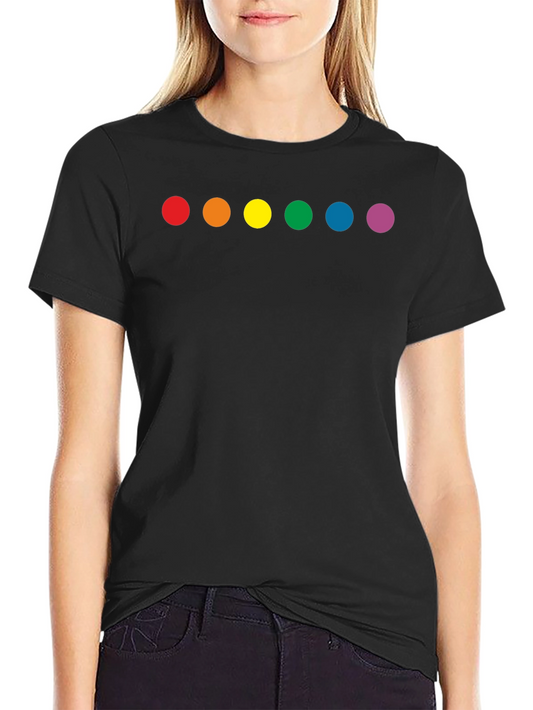 Rainbow Dot Graphic Black T-Shirt